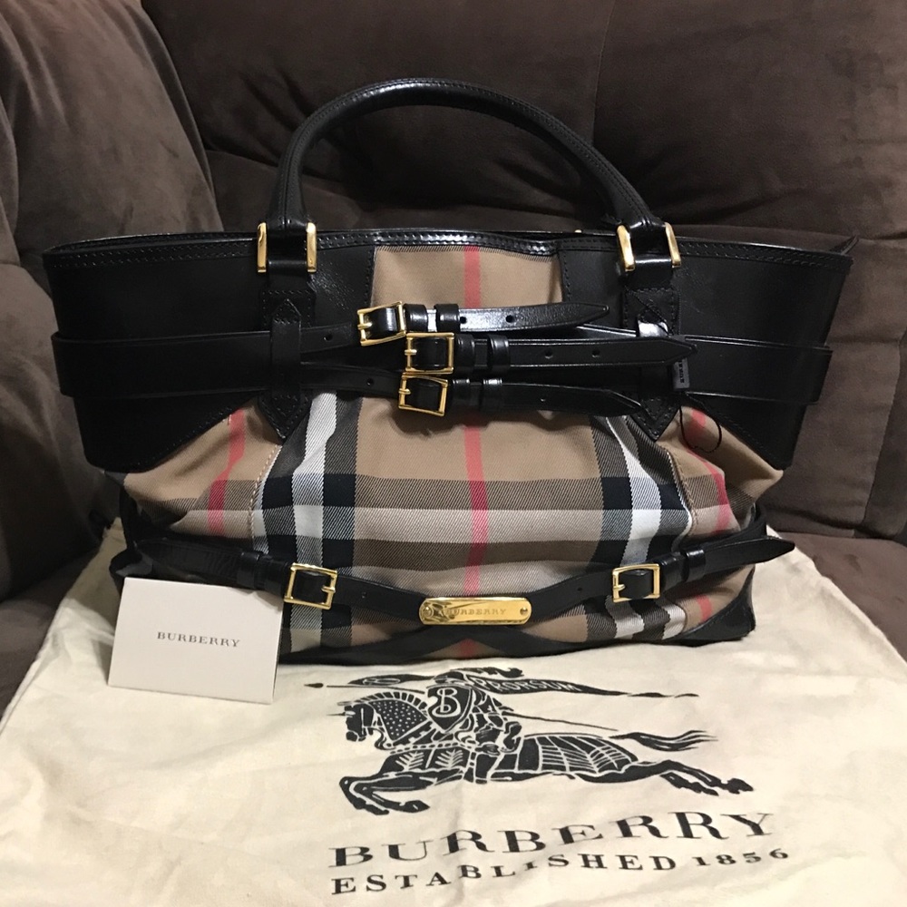 Authentic Burberry Tote Bridle House Check Medium