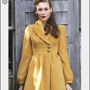 Anthropologie Ruched Marigold Coat