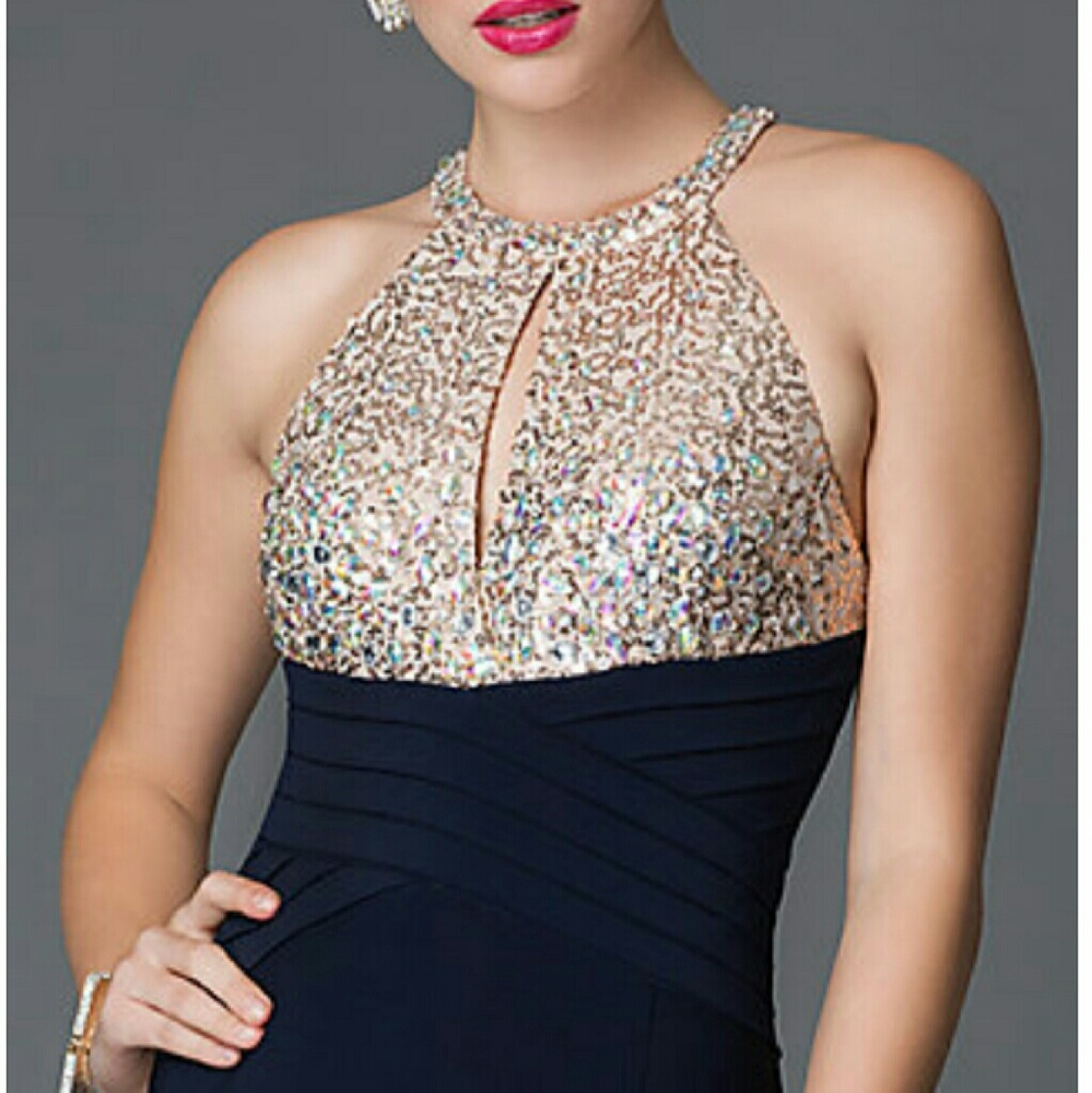 morgan & Co empire waist floor length prom dress