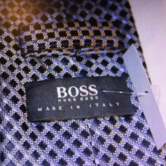 HUGO BOSS Navy Lt Blur Check Woven Tie ITALY - Picture 2 of 4