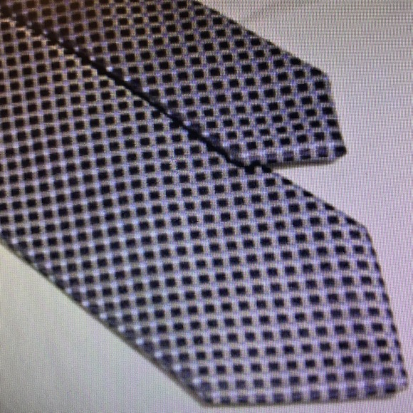 HUGO BOSS Navy Lt Blur Check Woven Tie ITALY - Picture 3 of 4