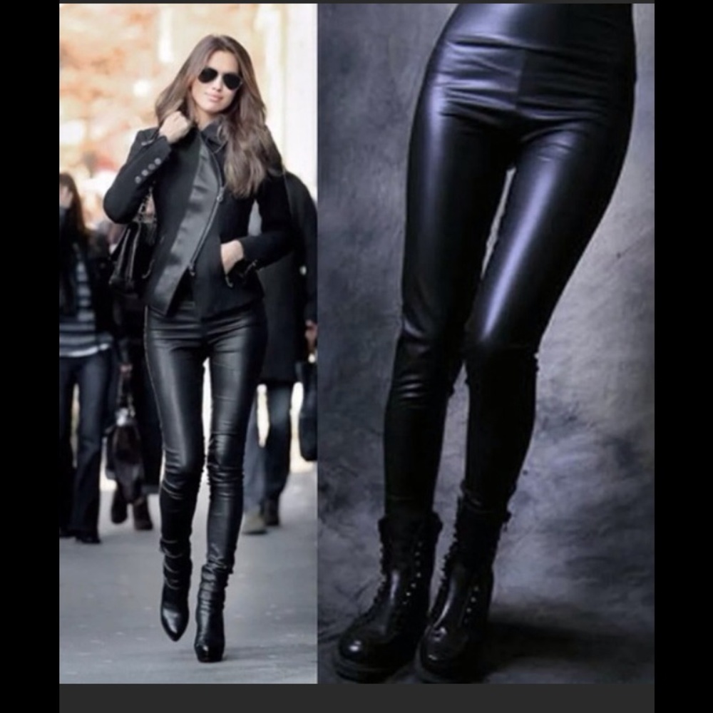 High waisted vegan leather leggings M (2-8)