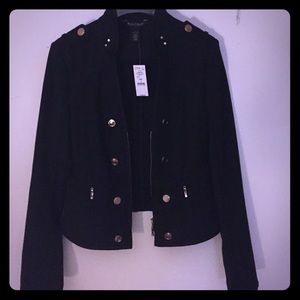Military style jacket with gold hardware