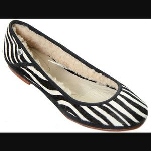 Authentic Uggs angora zebra print ballet flats
