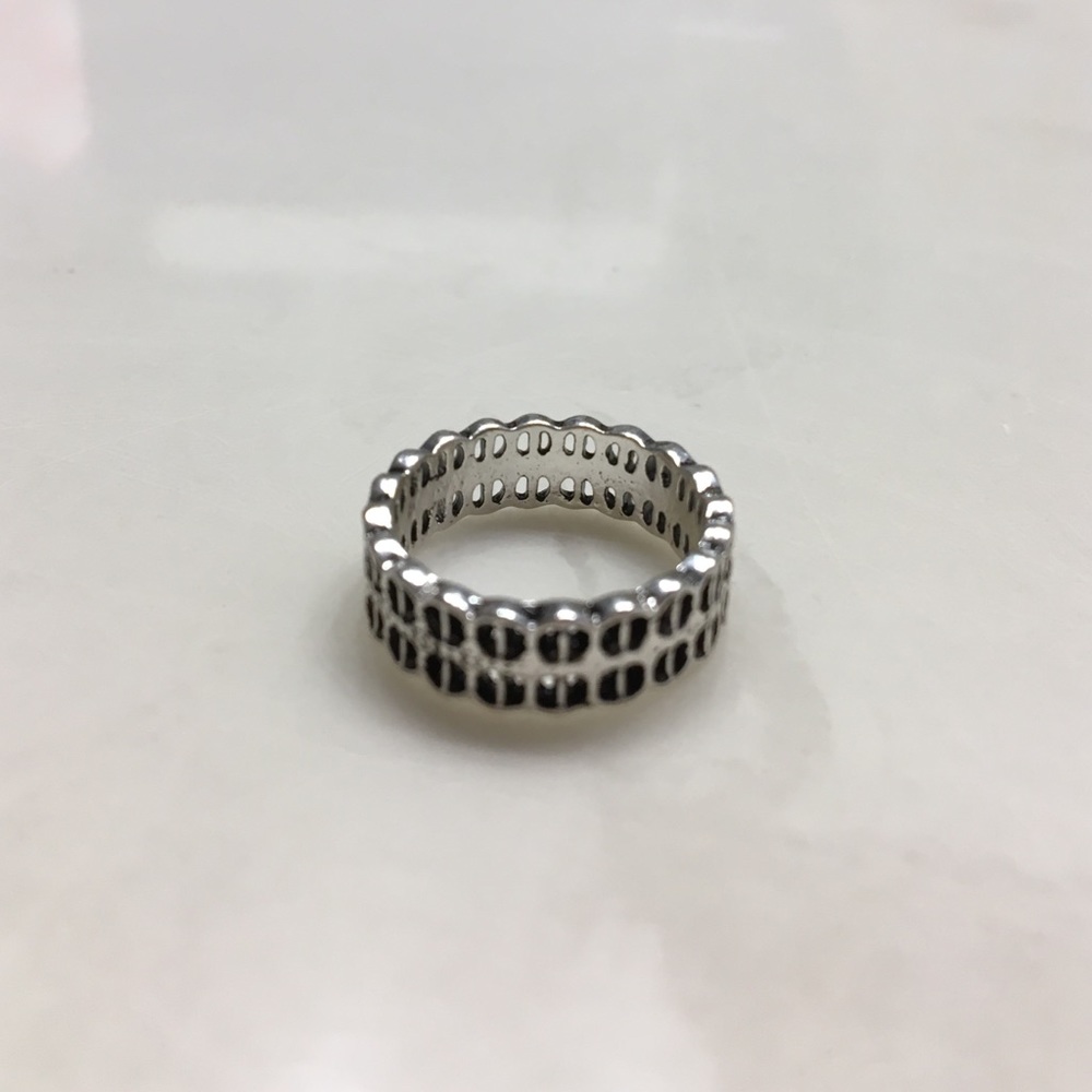 Silver small band boho ring