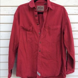 Hipster red denim over shirt