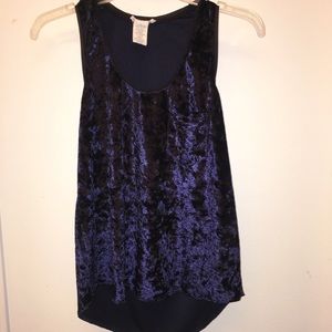 Urban Outfitters Blue Crushed Velvet Tank Top