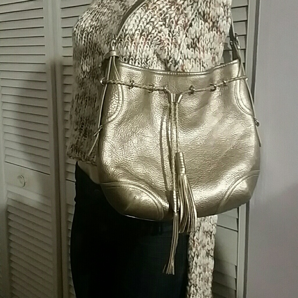 Gold leather DKNY shoulder bag
