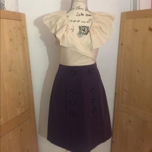 BCBG Purple and Cream dress with front pockets
