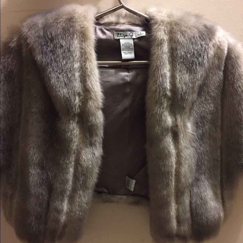 Eliza J Faux Fur Jacket Sm