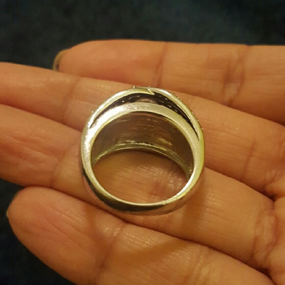 Costume Diamond Ring with Blue Enamel Underneath - Picture 4 of 4