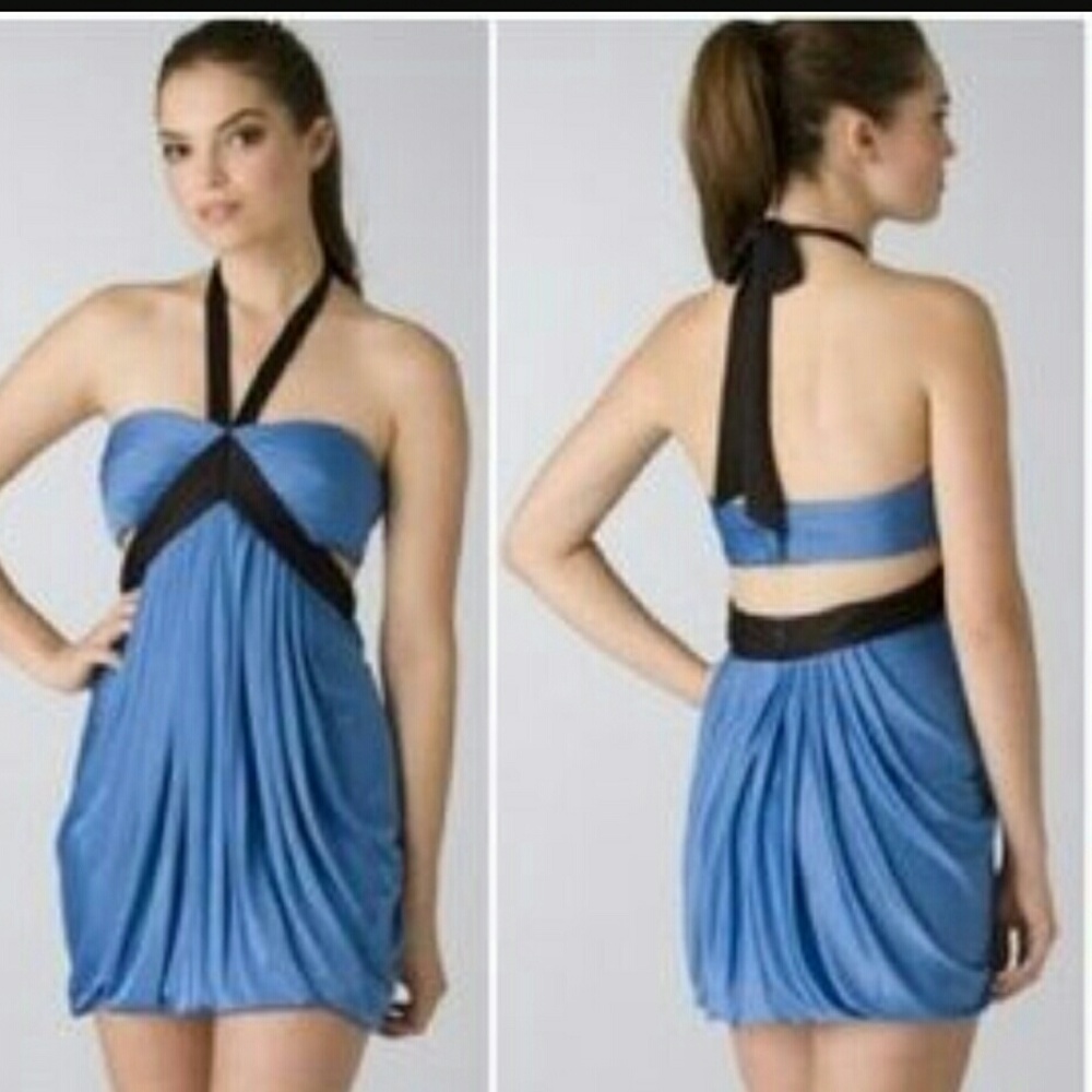 Bcbg maxazria blue cutout halter dress
