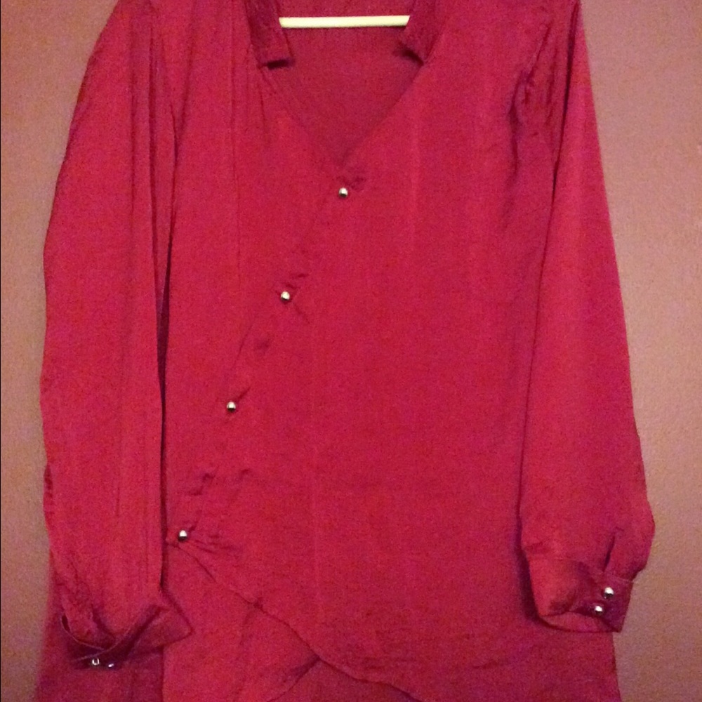 V-neck wine blouse