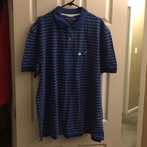Nautica NEW XXL polo shirt blue with white stripes