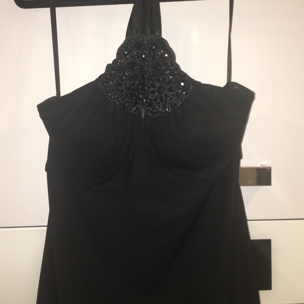 Black midlength empire waist cocktail dress size 8