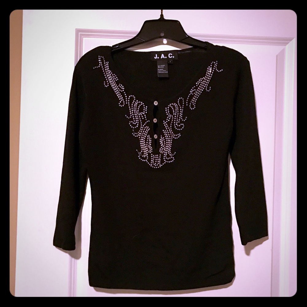 Bling! on Stretchy Black Top