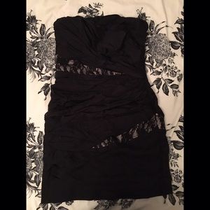 Express black rouched/lace tube top dress