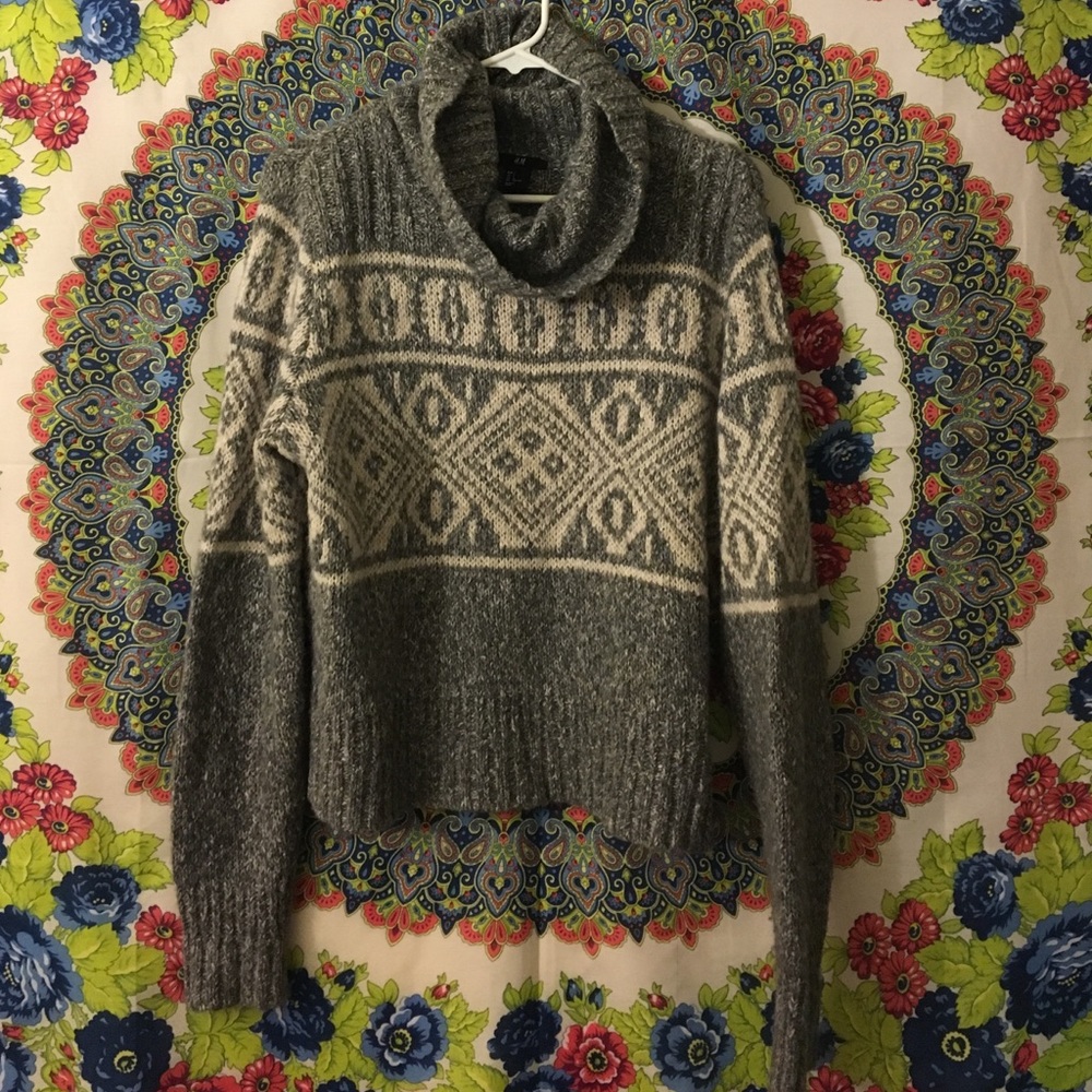 White & Gray cowl neck sweater