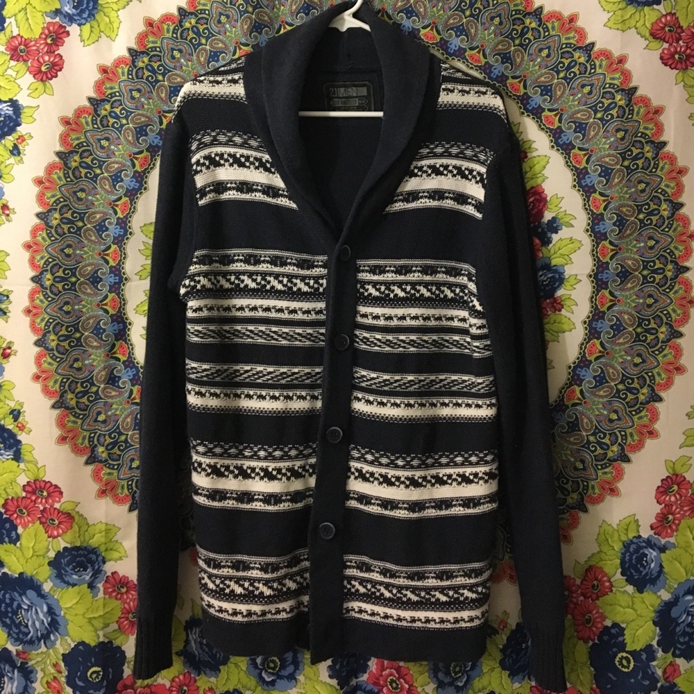 White & Navy oversized cardigan