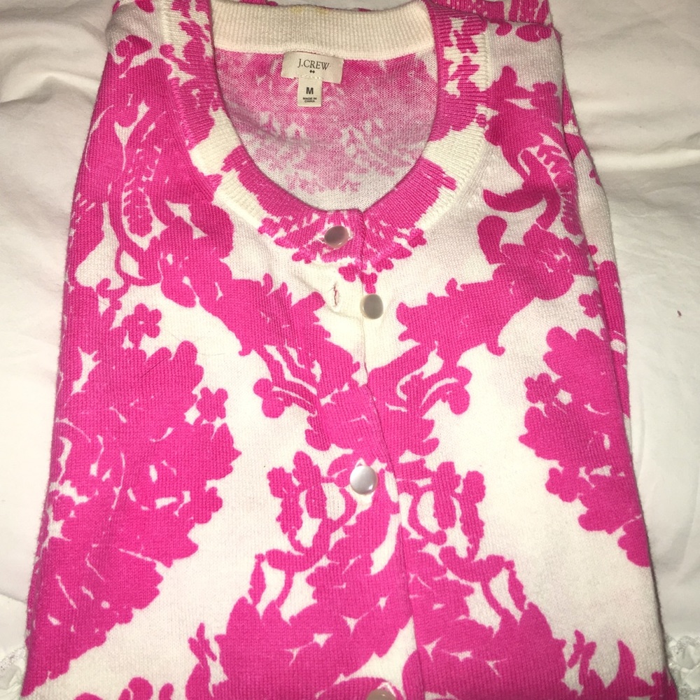 Pink printed J crew sweater
