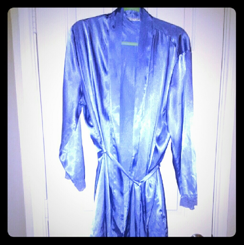 Lace embellished wrap robe