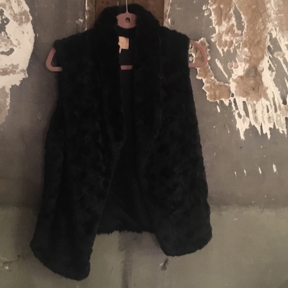 Navy blue fur vest