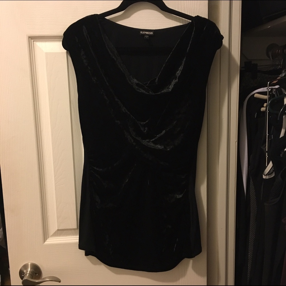 Express Velvet Cowl neck top.