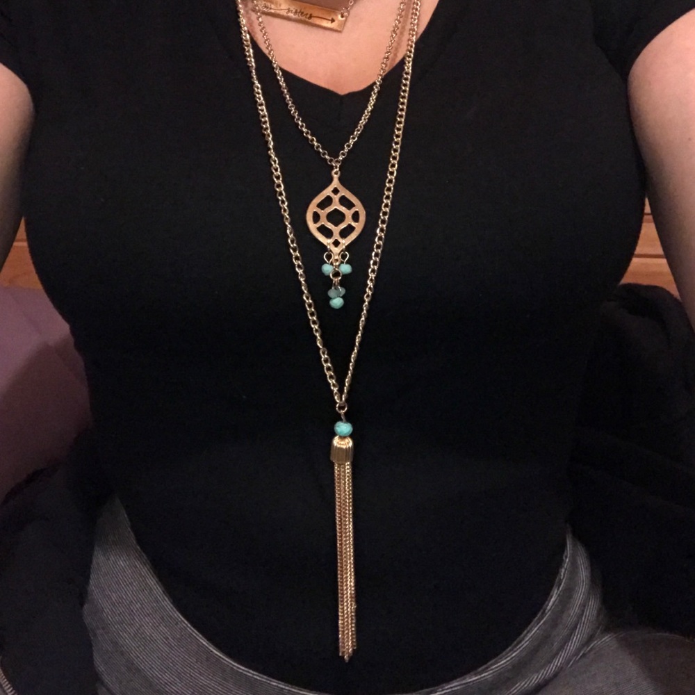 Gold and teal necklace