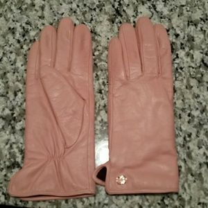 Women's Pink Leather Gloves