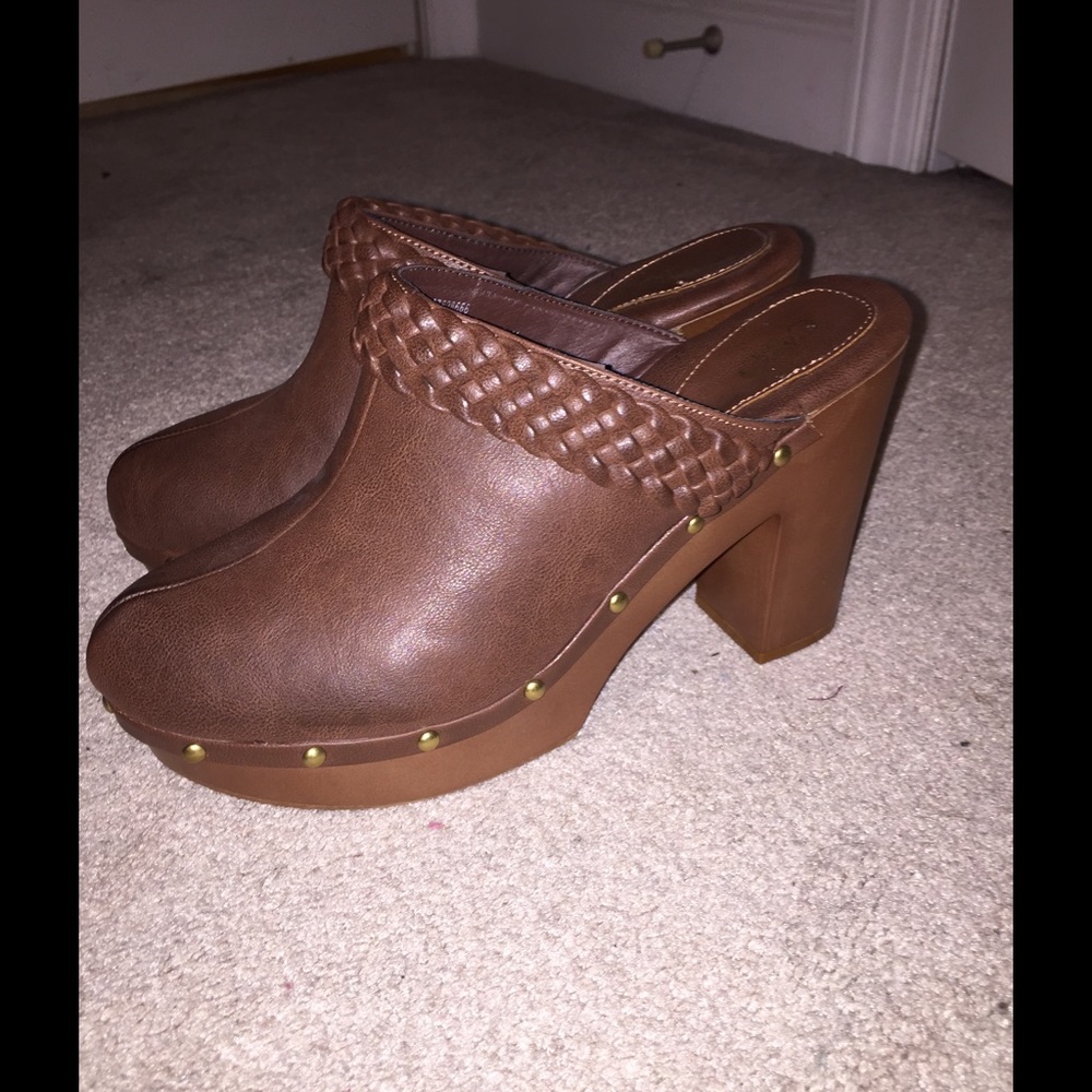 Brown clog heels