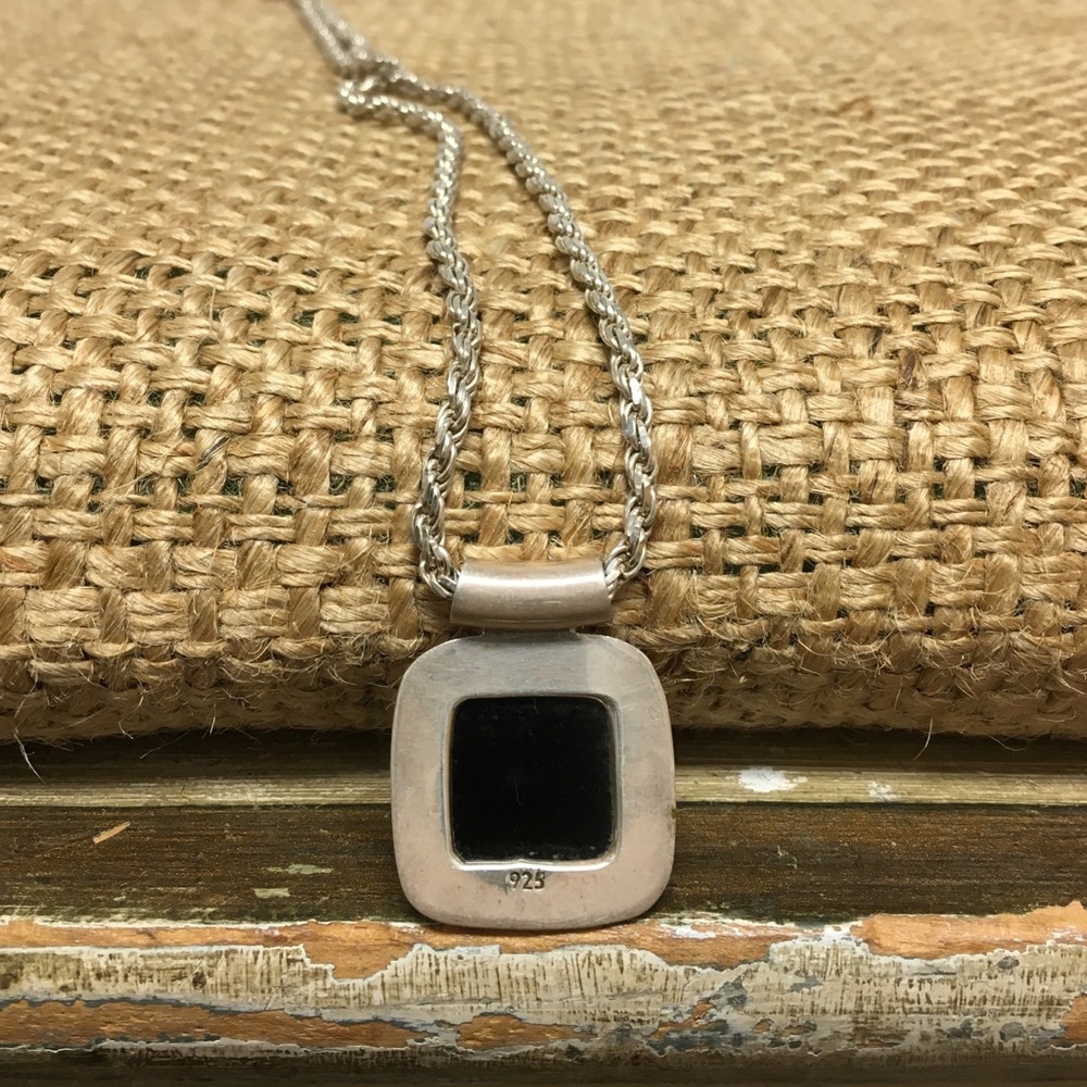 Sterling Silver Necklace with Art Glass Pendant - Picture 3 of 4