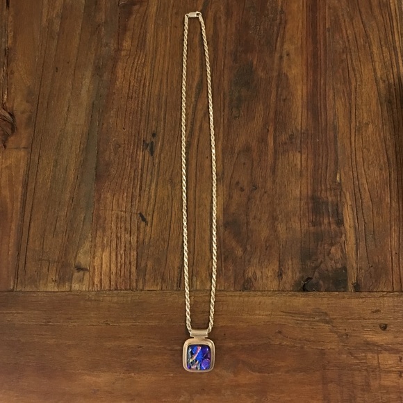 Sterling Silver Necklace with Art Glass Pendant - Picture 2 of 4