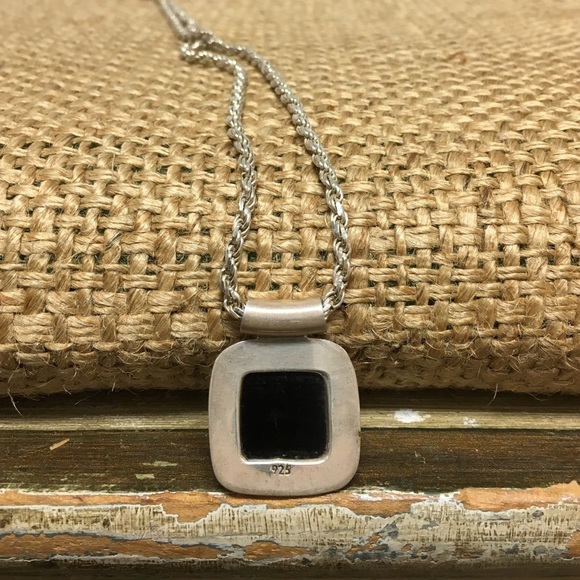 Sterling Silver Necklace with Art Glass Pendant - Picture 3 of 4