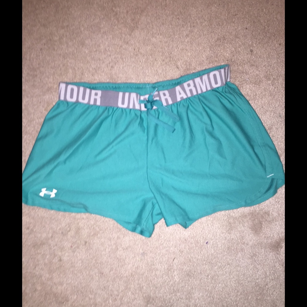 Teal under armour athletic shorts