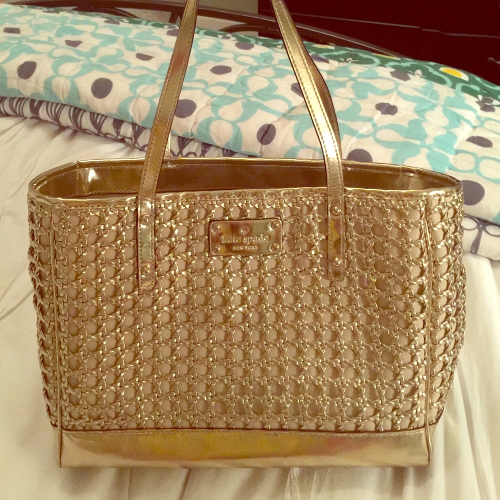 Kate Spade gold basket weave medium handbag