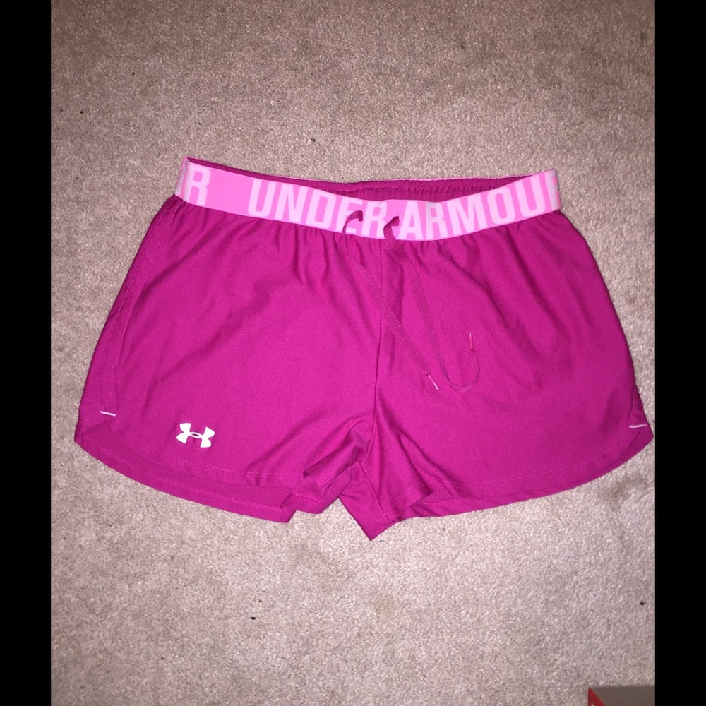 Pink under armour athletic shorts