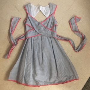 Seersucker Grey and Coral Dress