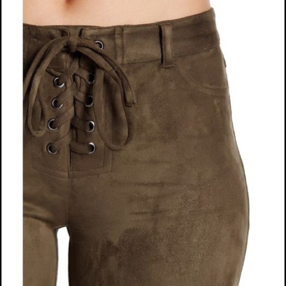 Lace-Up Faux Suede  jeggings olive BNWT Large
