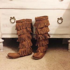 Minnetonka tall fringe boot