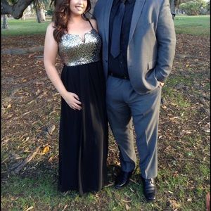 Semi formal maxi with sequenced bodice.