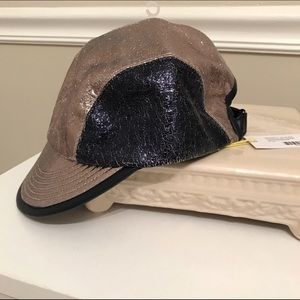 NWT BCBGeneration Black & Gold Metallic Cap