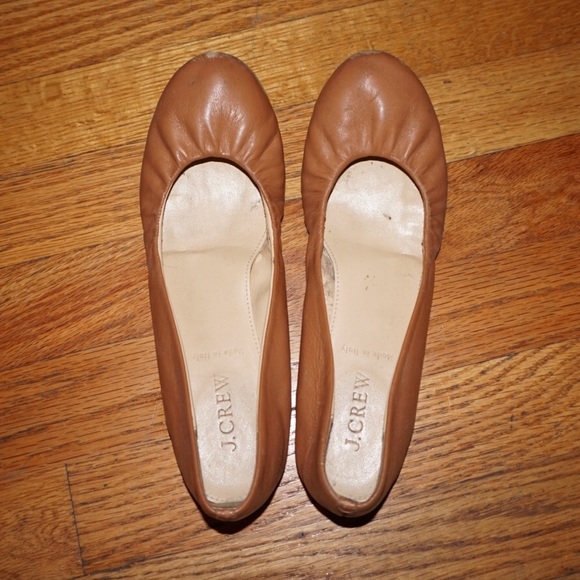 J. Crew Ballet Flats - Tan Italian Leather- Sz 6.5 - Picture 1 of 4