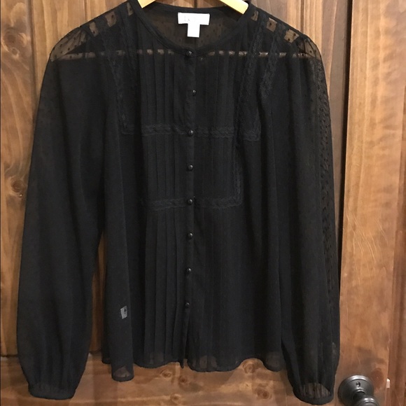 Ann Taylor Tops - Ann Taylor Loft lace long sleeve Black shirt