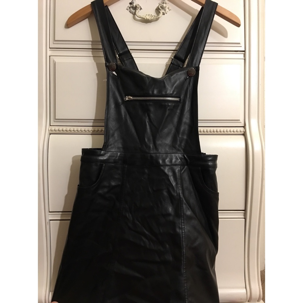 Black pleather butchers dress