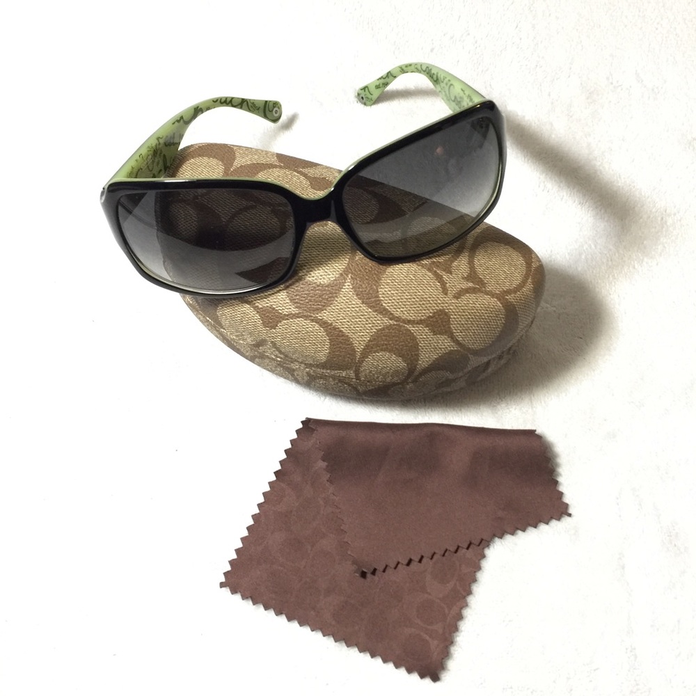 Coach Sunglasses in Black with Green interior