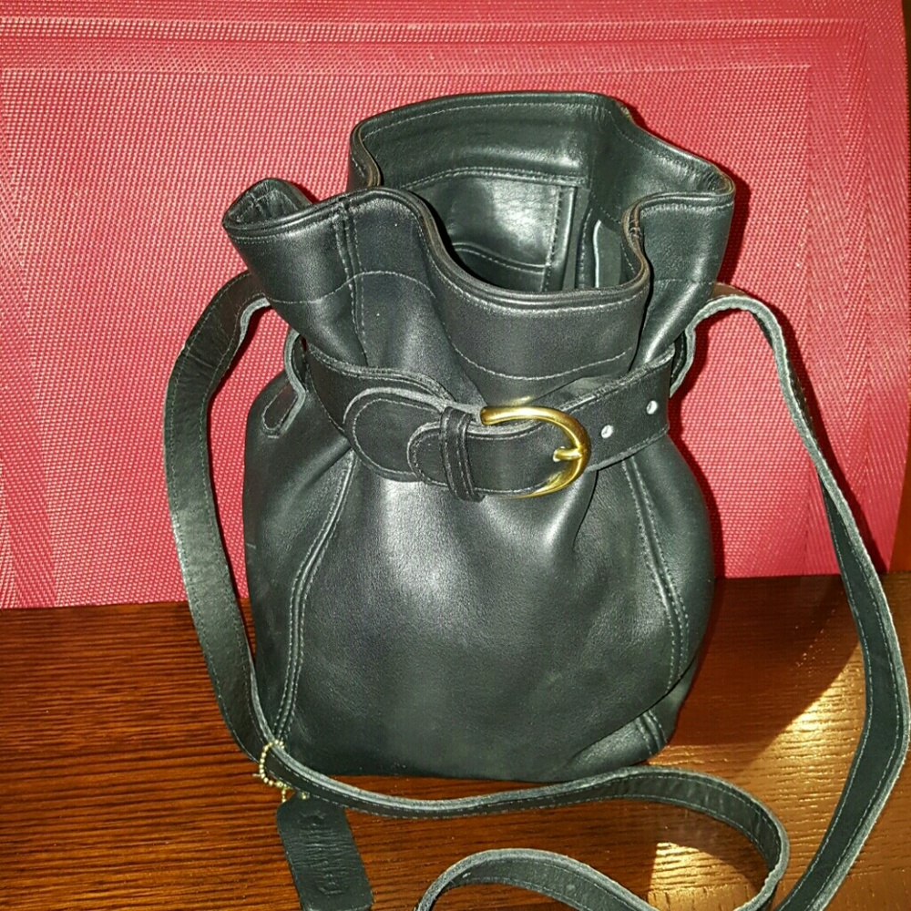 Black leather small buckle bag