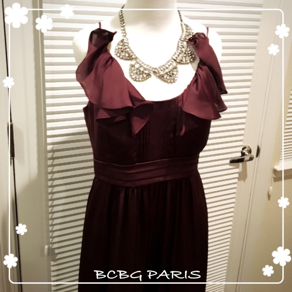 BCBG Paris plum color full-length dress