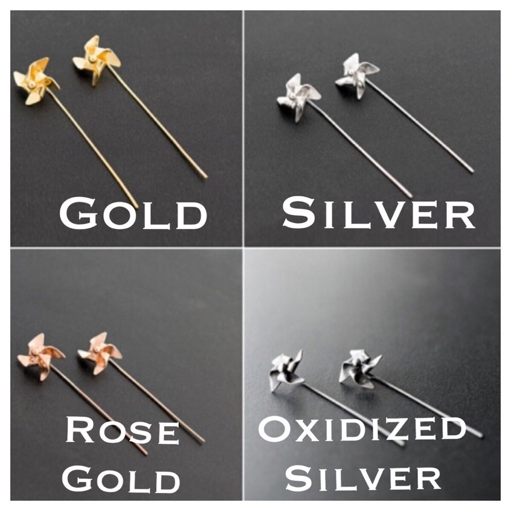 Origami Wind Mill Earrings - Picture 4 of 4