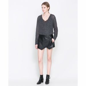 Zara leather wrap skort sz S