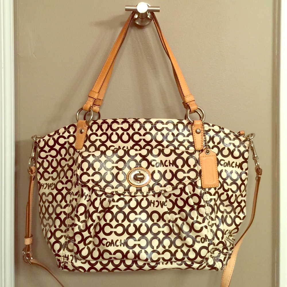 Coach black and cream signature "C" shoulder bag